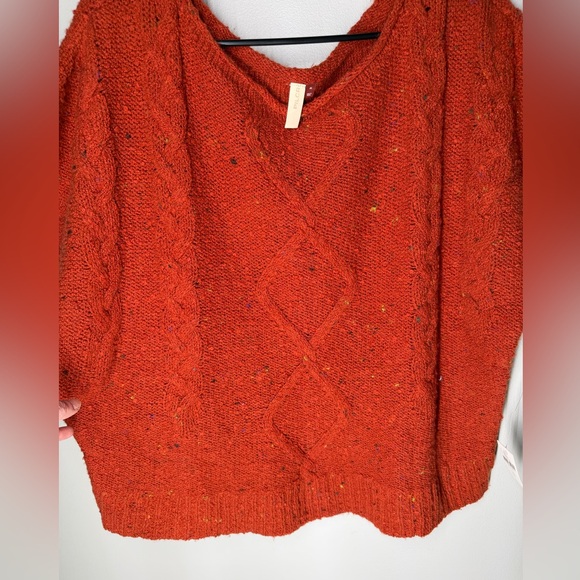 NEW Pilcro Anthropologie Oversized Dolman Cable Knit Pullover Rust Orange Boho - Picture 4 of 12